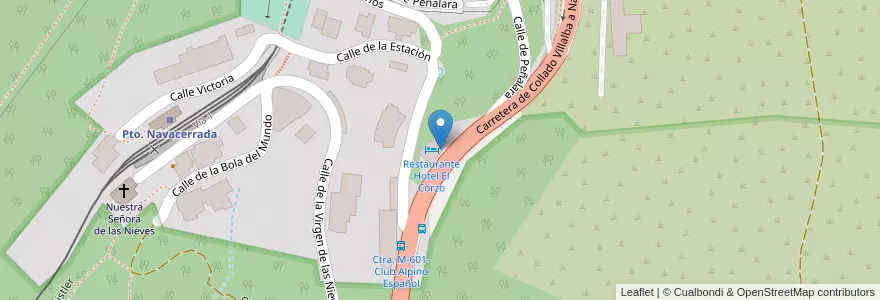 Mapa de ubicacion de Restaurante Hotel El Corzo en إسبانيا, منطقة مدريد, منطقة مدريد, Real Sitio De San Ildefonso, Cuenca Del Guadarrama, Los Baldíos.