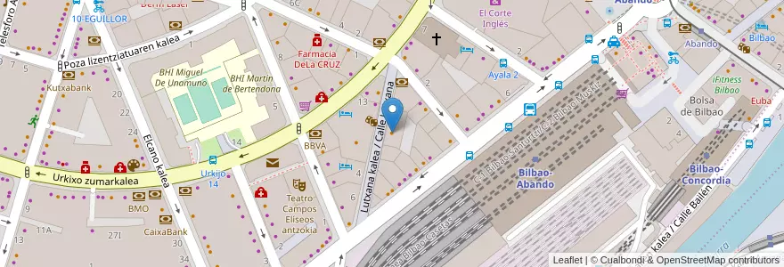 Mapa de ubicacion de Restaurante Kokoxaxa en Spanien, Autonome Gemeinschaft Baskenland, Bizkaia, Bilboaldea, Bilbao.