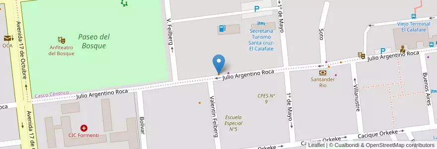 Mapa de ubicacion de Restaurante La Cantina en Argentinien, Xii Region Von Magellan Und Der Chilenischen Antarktis, Chile, Provinz Santa Cruz, El Calafate, Lago Argentino.