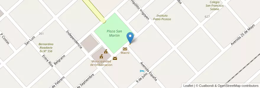 Mapa de ubicacion de Restaurante La Esquina en Argentina, Salta, General San Martín, Municipio De Embarcación.