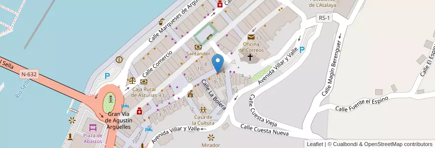 Mapa de ubicacion de Restaurante La Mar Salada en Spagna, Asturie, Asturie, Ribadesella.