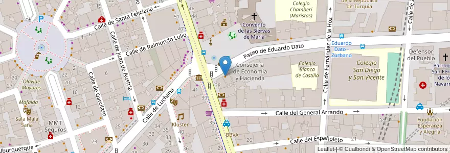 Mapa de ubicacion de Restaurante La Plaza de Chamberí en 西班牙, Comunidad De Madrid, Comunidad De Madrid, Área Metropolitana De Madrid Y Corredor Del Henares, Madrid.