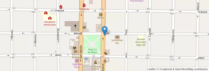 Mapa de ubicacion de Restaurante Manolos en アルゼンチン, エントレ・リオス州, Departamento Villaguay, Distrito Lucas Al Sud, Villaguay.