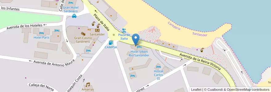 Mapa de ubicacion de Restaurante Marea Alta en Испания, Кантабрия, Кантабрия, Santander, Santander.