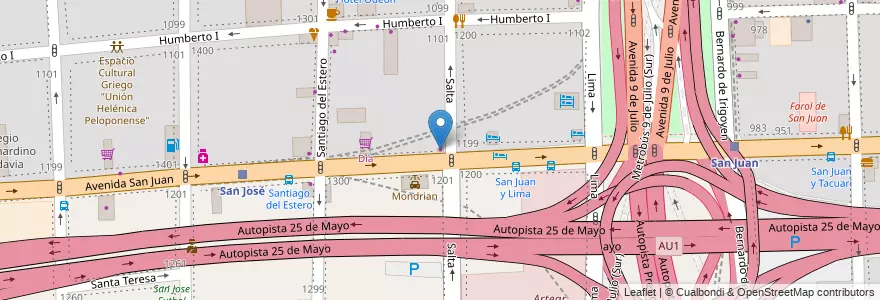 Mapa de ubicacion de Restaurante Nueva Gogy, Constitucion en 아르헨티나, Ciudad Autónoma De Buenos Aires, Comuna 1, 부에노스아이레스.