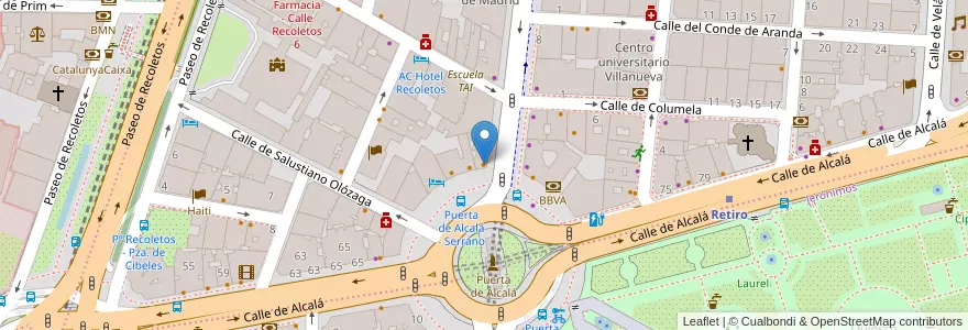 Mapa de ubicacion de Restaurante Puerta de Alcalá en إسبانيا, منطقة مدريد, منطقة مدريد, Área Metropolitana De Madrid Y Corredor Del Henares, مدريد.