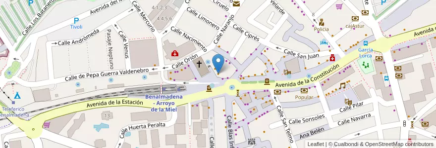 Mapa de ubicacion de Restaurante Raffles en إسبانيا, أندلوسيا, مالقة, Costa Del Sol Occidental, Benalmádena.