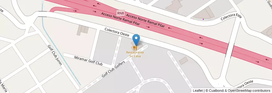 Mapa de ubicacion de Restaurante Su Casa en アルゼンチン, ブエノスアイレス州, Partido Del Pilar.