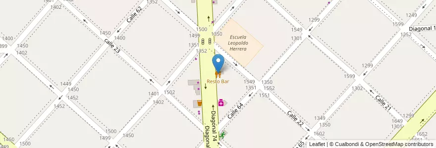 Mapa de ubicacion de Resto Bar, Casco Urbano en アルゼンチン, ブエノスアイレス州, Partido De La Plata, La Plata.