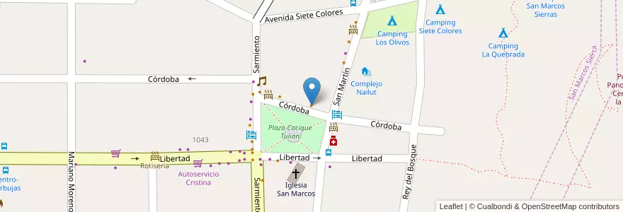 Mapa de ubicacion de Restobar 11 & 26 en アルゼンチン, コルドバ州, Departamento Cruz Del Eje, Pedanía San Marcos, San Marcos Sierras, San Marcos Sierra.