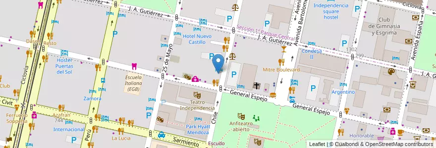 Mapa de ubicacion de Restorán del Teatro en 阿根廷, 智利, Mendoza, Departamento Capital, Ciudad De Mendoza.
