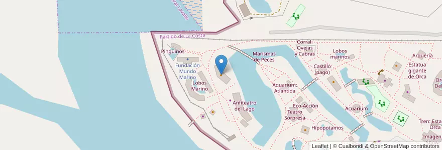 Mapa de ubicacion de Restorán Techos Verdes en Arjantin, Buenos Aires, Partido De La Costa.