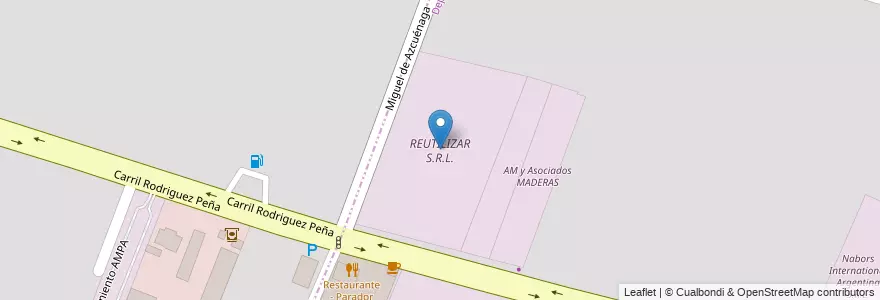 Mapa de ubicacion de REUTILIZAR S.R.L. en Arjantin, Şili, Mendoza, Departamento Maipú, Distrito Luzuriaga, Maipú.