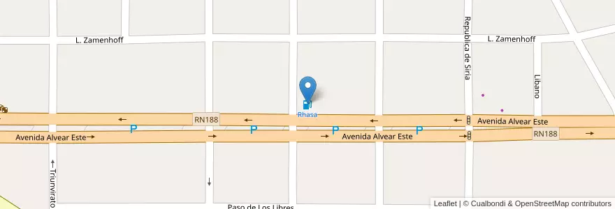 Mapa de ubicacion de Rhasa en Argentina, Mendoza, General Alvear, Distrito Ciudad De General Alvear.