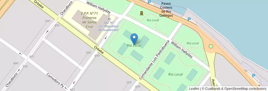 Mapa de ubicacion de Ria Local en Argentina, Chile, Wilayah Santa Cruz, Güer Aike, Municipio De Río Gallegos.