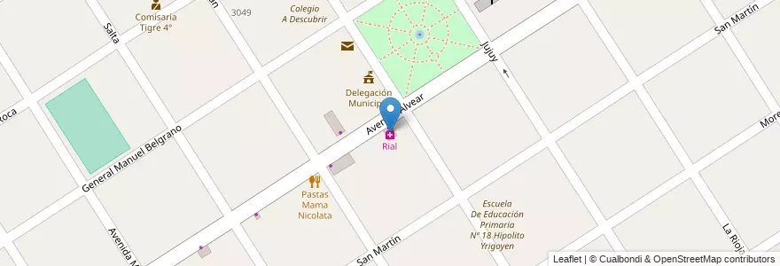 Mapa de ubicacion de Rial en Arjantin, Buenos Aires, Partido De Tigre, Benavídez.
