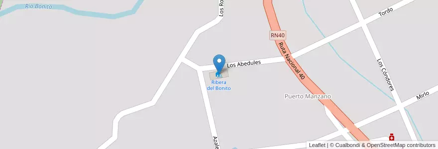 Mapa de ubicacion de Ribera del Bonito en アルゼンチン, チリ, ネウケン州, Departamento Los Lagos, Villa La Angostura, Villa La Angostura.