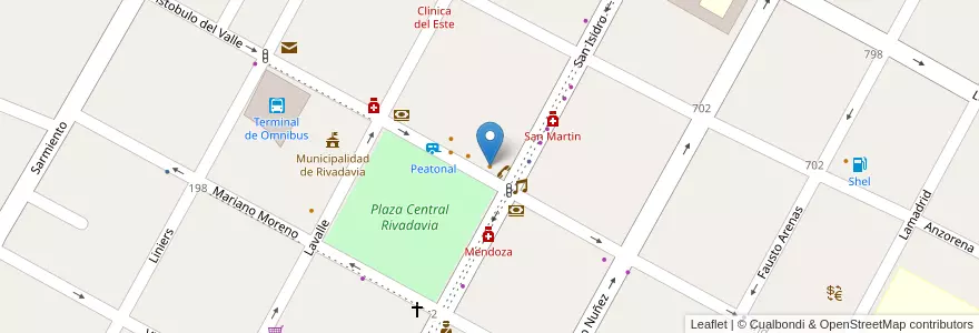 Mapa de ubicacion de Richee en Аргентина, Чили, Мендоса, Departamento Rivadavia, Distrito Ciudad De Rivadavia.