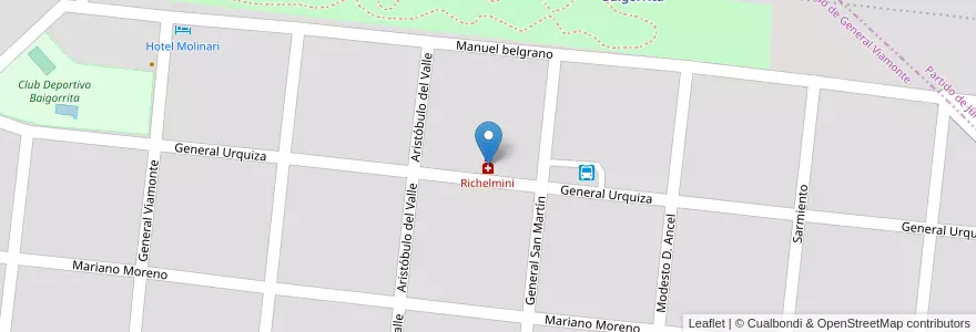 Mapa de ubicacion de Richelmini en Argentine, Province De Buenos Aires, Partido De General Viamonte, Baigorrita.