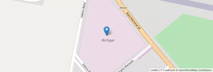 Mapa de ubicacion de Richiger en Arjantin, Santa Fe, Departamento Castellanos, Municipio De Sunchales.