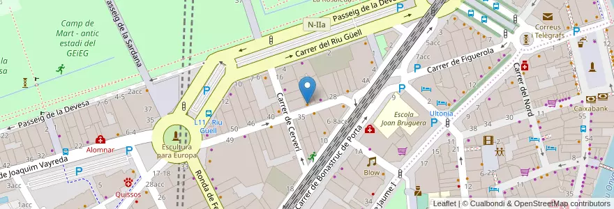 Mapa de ubicacion de Rick's en スペイン, カタルーニャ州, ジローナ, Gironès, ジローナ.