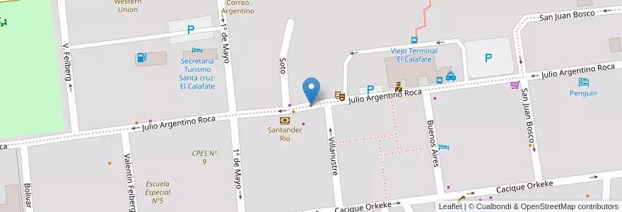 Mapa de ubicacion de Rick's en アルゼンチン, マガジャネス・イ・デ・ラ・アンタルティカ・チレーナ州, チリ, サンタクルス州, El Calafate, Lago Argentino.