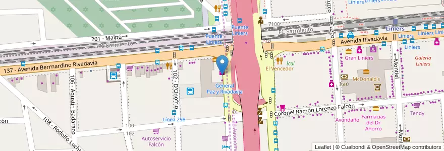 Mapa de ubicacion de Rico Pollo en 阿根廷, Ciudad Autónoma De Buenos Aires, 布宜诺斯艾利斯, Partido De Tres De Febrero, Ciudadela.