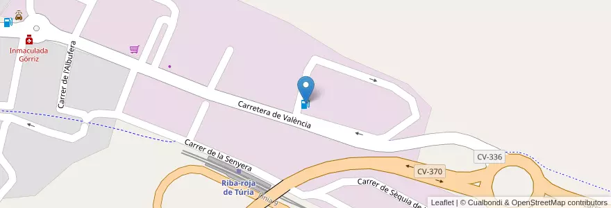 Mapa de ubicacion de RICONA+COMBUSTIBLES en スペイン, バレンシア州, València / Valencia, El Camp De Túria, Riba-Roja De Túria.