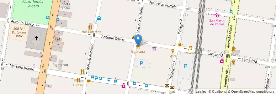 Mapa de ubicacion de Riganatta en Argentinië, Buenos Aires, Partido De Lomas De Zamora, Lomas De Zamora.