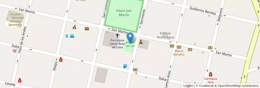 Mapa de ubicacion de Rincón del Sol en آرژانتین, سانتافه, Departamento Belgrano, Municipio De Las Rosas.