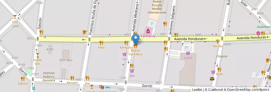Mapa de ubicacion de Rincón Parrillero, Palermo en Аргентина, Буэнос-Айрес, Буэнос-Айрес, Comuna 14.