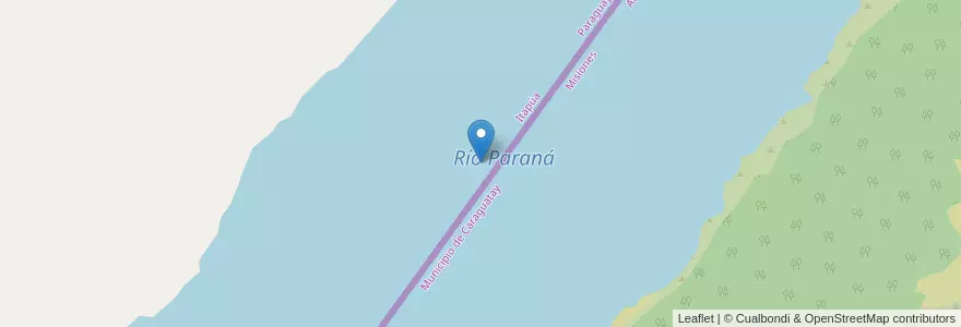 Mapa de ubicacion de Río Paraná en アルゼンチン, ミシオネス州, Departamento Montecarlo, Municipio De Caraguatay.