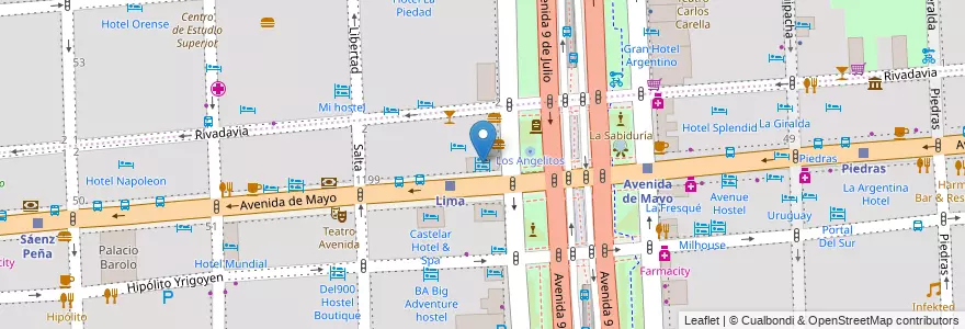 Mapa de ubicacion de Ritz Hostel - Hostelling International, Montserrat en Argentinië, Ciudad Autónoma De Buenos Aires, Comuna 1, Buenos Aires.