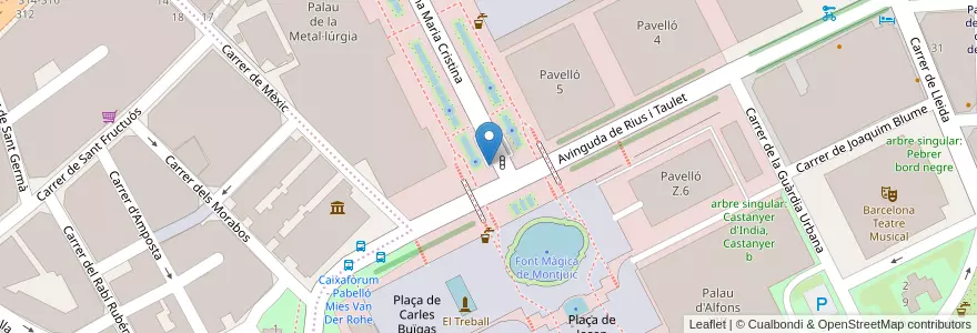 Mapa de ubicacion de Rius i Taulet en 西班牙, Catalunya, Barcelona, Barcelonès, Barcelona.