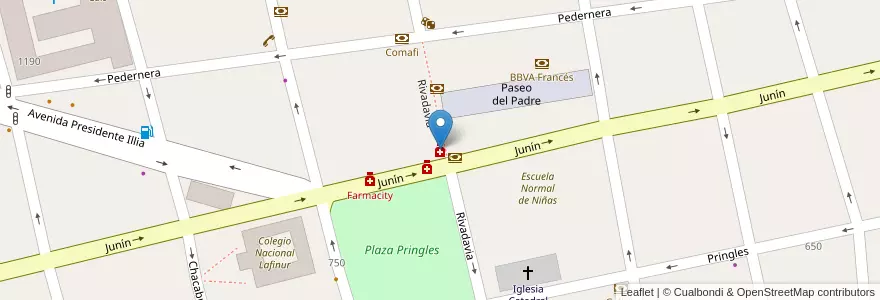 Mapa de ubicacion de Rivadavia en Аргентина, Сан-Луис, Juan Martín De Pueyrredón, Municipio De San Luis, San Luis.