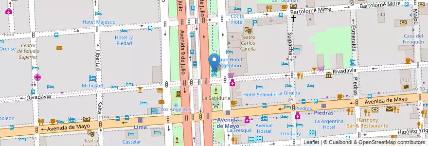 Mapa de ubicacion de Rivadavia, San Nicolas en آرژانتین, Ciudad Autónoma De Buenos Aires, Comuna 1, Buenos Aires.
