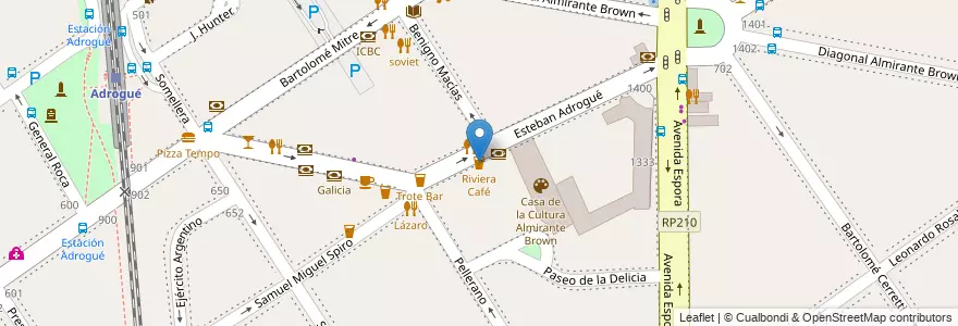Mapa de ubicacion de Riviera Café en Arjantin, Buenos Aires, Partido De Almirante Brown, Adrogué.