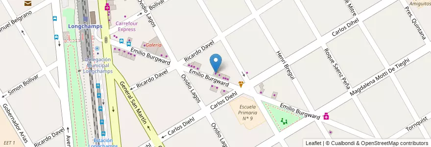 Mapa de ubicacion de RM Seguros en Argentina, Buenos Aires, Partido De Almirante Brown, Longchamps.