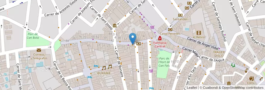 Mapa de ubicacion de Road Cafe en اسپانیا, Catalunya, Barcelona, Garraf, Sitges.