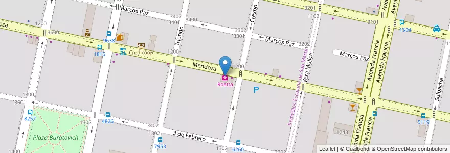 Mapa de ubicacion de Roatta en Аргентина, Санта-Фе, Departamento Rosario, Municipio De Rosario, Росарио.