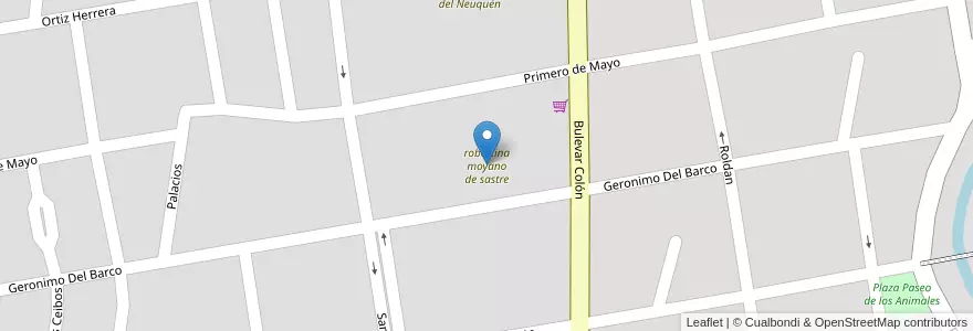 Mapa de ubicacion de robertina moyano de sastre en Аргентина, Кордова, Departamento Unión, Pedanía Bell Ville, Municipio De Bell Ville, Bell Ville.
