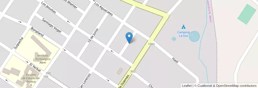 Mapa de ubicacion de Roberto Sthal en Argentinië, Misiones, Departamento Leandro N. Alem, Municipio De Leandro N. Alem, Leandro N. Alem.