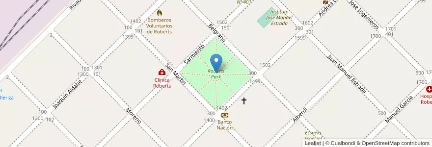 Mapa de ubicacion de Roberts Park en Argentina, Provincia Di Buenos Aires, Partido De Lincoln.