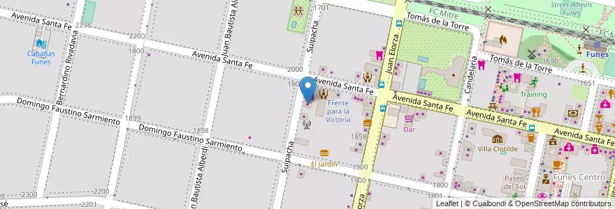 Mapa de ubicacion de Robledo en الأرجنتين, سانتا في, Departamento Rosario, Municipio De Funes, Funes.