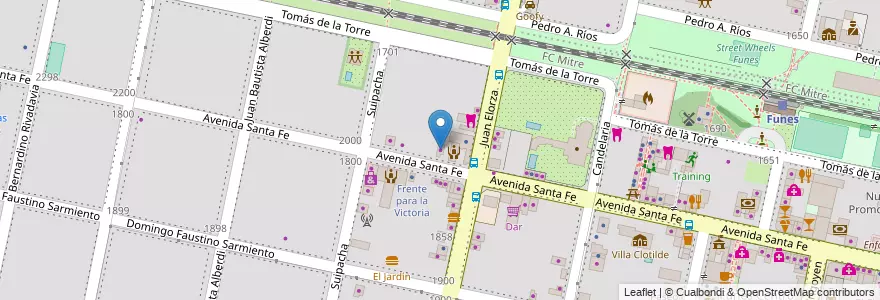 Mapa de ubicacion de Rocabianca en Argentinien, Santa Fe, Departamento Rosario, Municipio De Funes, Funes.