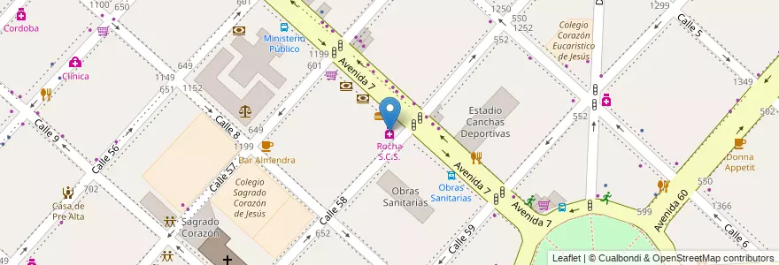 Mapa de ubicacion de Rocha S.C.S., Casco Urbano en Аргентина, Буэнос-Айрес, Partido De La Plata, La Plata.