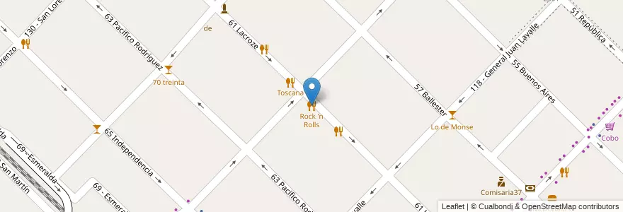 Mapa de ubicacion de Rock 'n Rolls en アルゼンチン, ブエノスアイレス州, Partido De General San Martín, Villa Ballester.