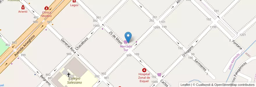 Mapa de ubicacion de Rockabilly's Pizzería en Argentinië, Chili, Chubut, Departamento Futaleufú, Esquel.