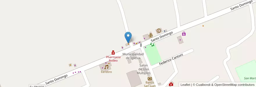 Mapa de ubicacion de Rodeo Cafe Resto Bar en Argentina, San Juan, Chile, Iglesia.