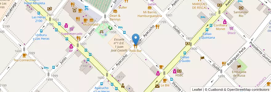 Mapa de ubicacion de Rodi-Bar, Recoleta en Argentine, Ciudad Autónoma De Buenos Aires, Comuna 2, Buenos Aires.